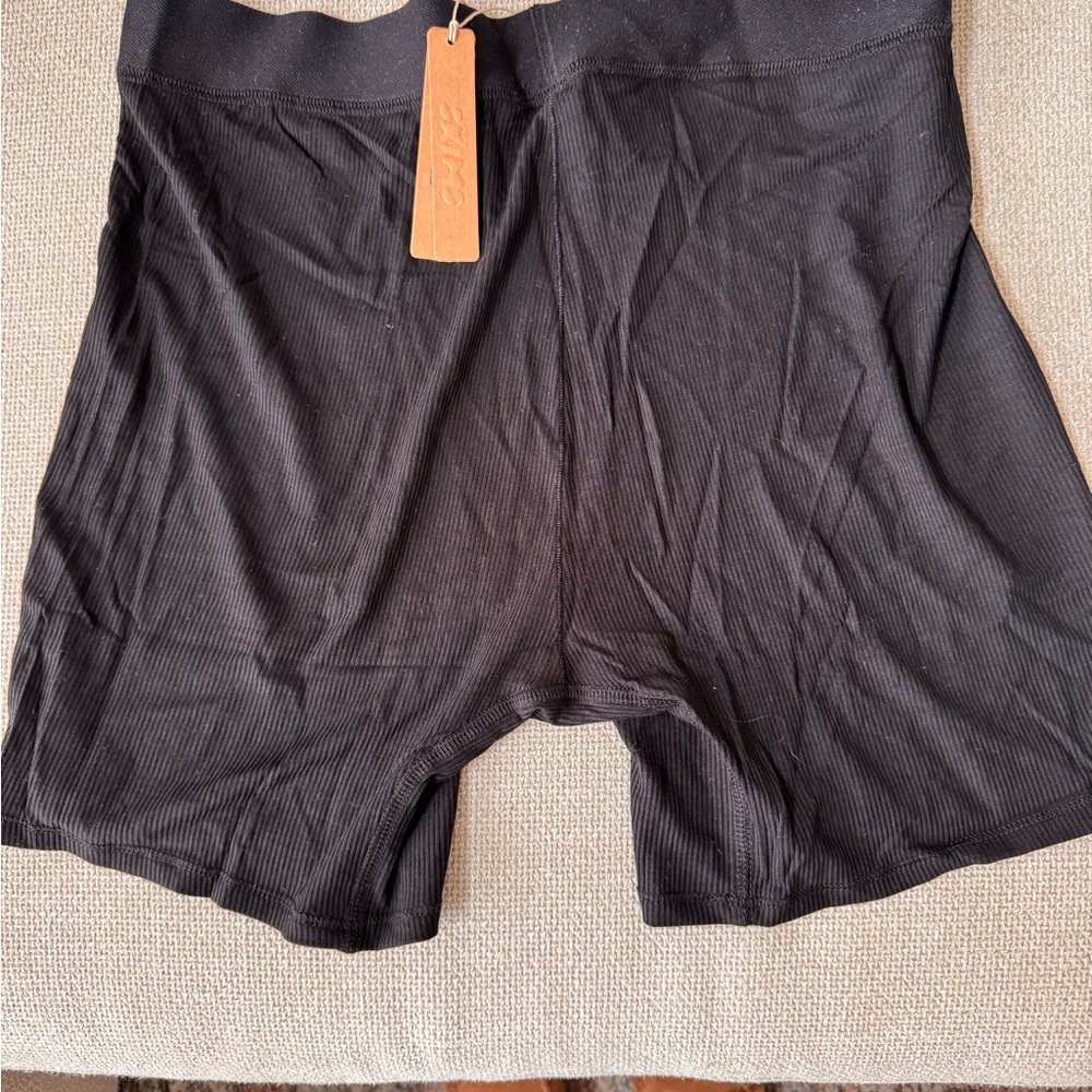 SKIMS Black Ribbed Pajama Shorts